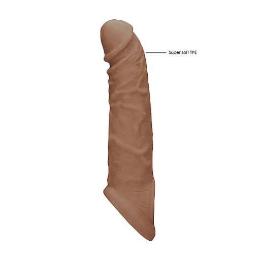 RealRock Penis Sleeve 8 - péniszköpeny (21cm) - sötét natúr