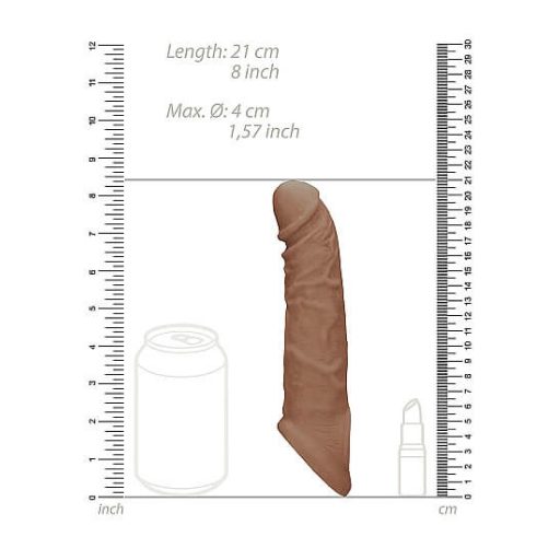 RealRock Penis Sleeve 8 - péniszköpeny (21cm) - sötét natúr