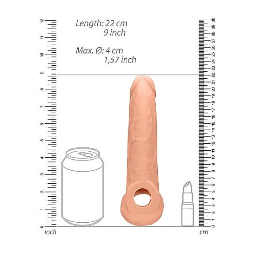 RealRock Penis Sleeve 9 - péniszköpeny (21,5cm) - natúr