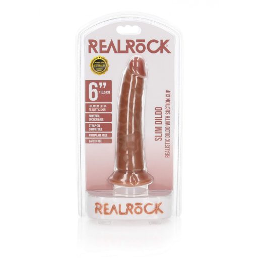 RealRock Slim - realisztikus dildó 15,5cm (sötét natúr)