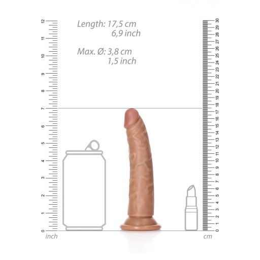 RealRock Slim - realisztikus dildó 15,5cm (sötét natúr)