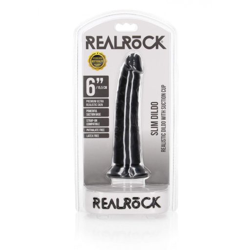 RealRock Slim realisztikus dildó - 15,5cm (fekete)