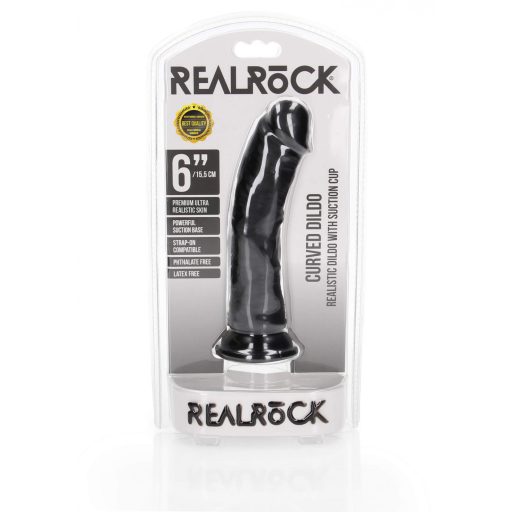RealRock - tapadókorongos realisztikus dildó - 15,5cm (fekete)