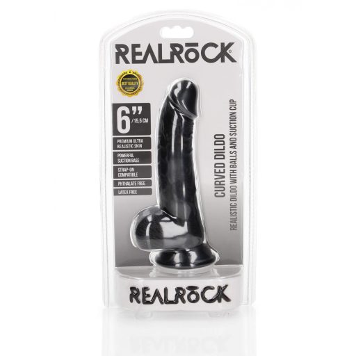 RealRock - tapadókorongos, realisztikus dildó - 15,5cm (fekete)