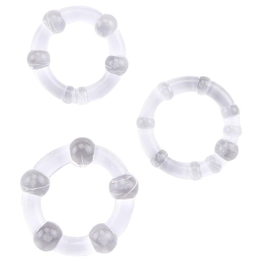 GK Power Beaded - gyöngyös péniszgyűrű szett (áttetsző) - 3 db