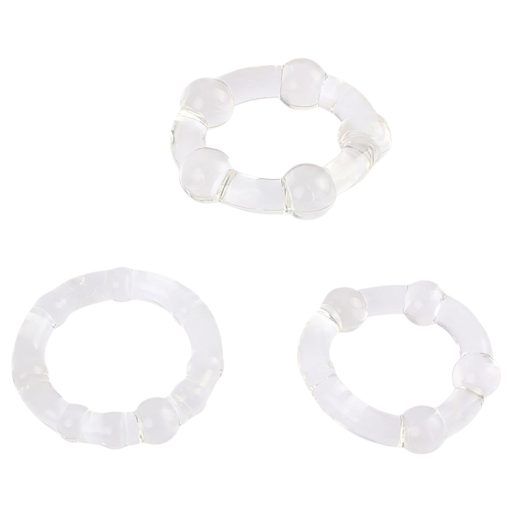 GK Power Beaded - gyöngyös péniszgyűrű szett (áttetsző) - 3 db
