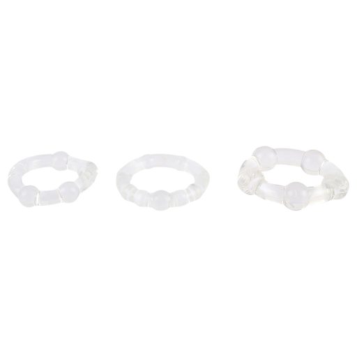 GK Power Beaded - gyöngyös péniszgyűrű szett (áttetsző) - 3 db