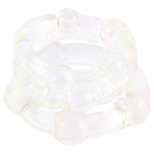 GK Power Beaded - gyöngyös péniszgyűrű szett (áttetsző) - 3 db