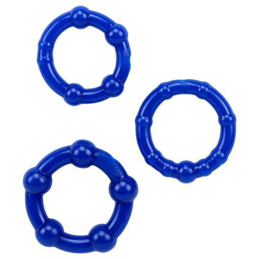 GK Power Beaded - gyöngyös péniszgyűrű szett (kék) - 3 db
