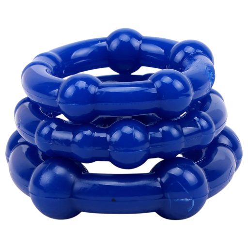 GK Power Beaded - gyöngyös péniszgyűrű szett (kék) - 3 db