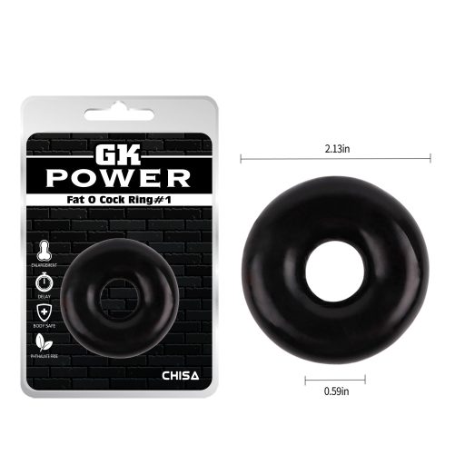 Chisa Gk Power Fat O Cock Ring #1 Szilikon péniszgyűrű - 3,5 cm (Fekete)