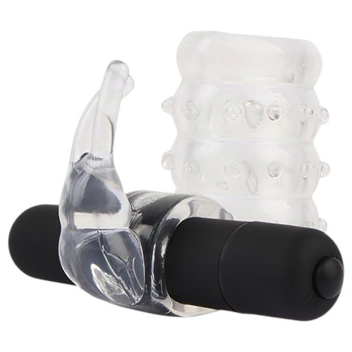 GK Power Screaming Bunny - vibrációs péniszgyűrű csiklóizgatóval (áttetsző)