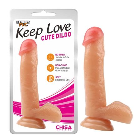 Keep Love Chisa Novelties - Cute Bőrszerű letapasztható dildó herékkel 17,8 cm x 4 cm