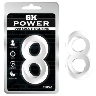  GK Power Duo Cock 8 - nyolcas pénisz- és heregyűrű (áttetsző)