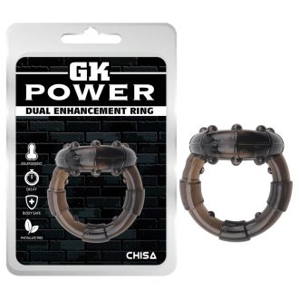   GK Power Dual Enhancement - dupla pénisz- és heregyűrű (fekete)
