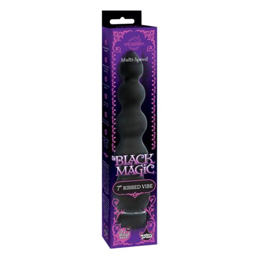 Doc Johnson - Black Magic 7 - merev 5 gyöngyös anál vibrátor (fekete)