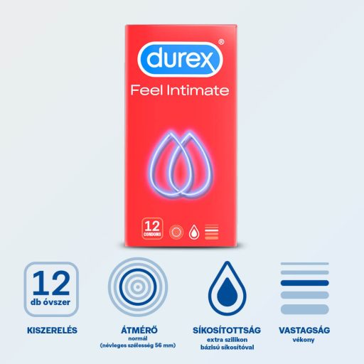 Durex Feel Intimate - vékonyfalú óvszer élethű érzéssel (12 db)