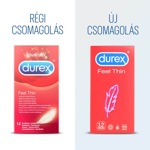 Durex Feel Thin - vékony óvszer élethű érzéssel (12 db)
