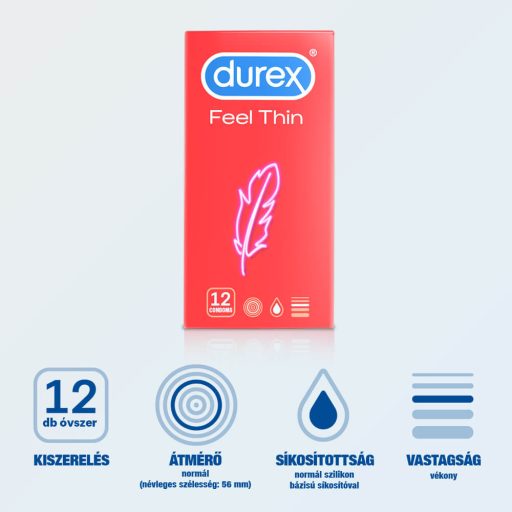 Durex Feel Thin - vékony óvszer élethű érzéssel (12 db)