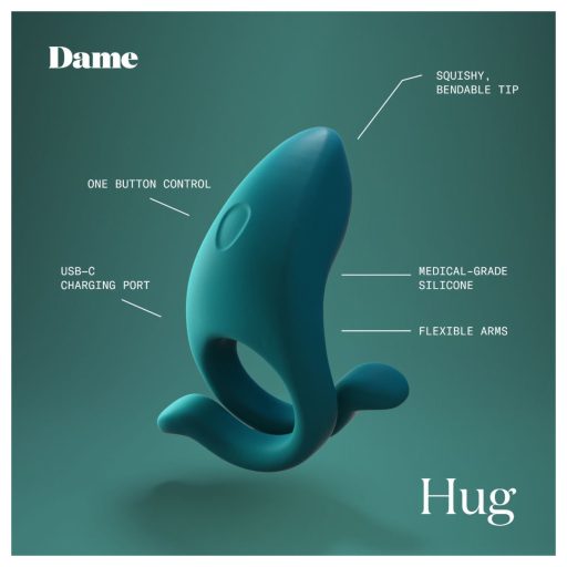Dame Hug - állítható vibrációs péniszgyűrű (zöld)