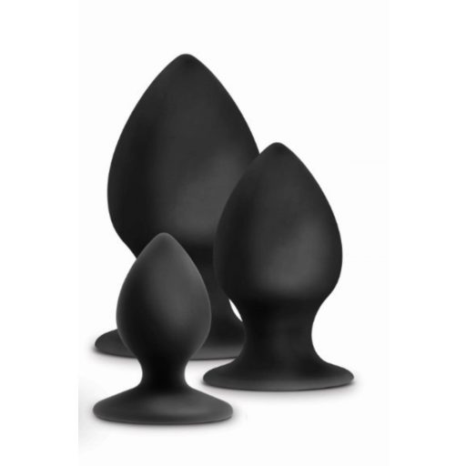 Anal Adventures Platinum Stout - anál plug szett - 3db (fekete)