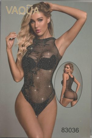 Vaqua csillogós hálós body (Fekete)