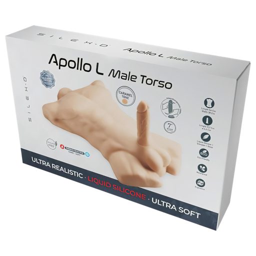 Silexd Apollo - férfi torzó dildóval (sötét testszínű)