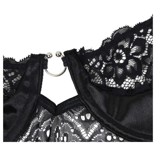 / Subblime - mintás body szatén övvel (fekete)