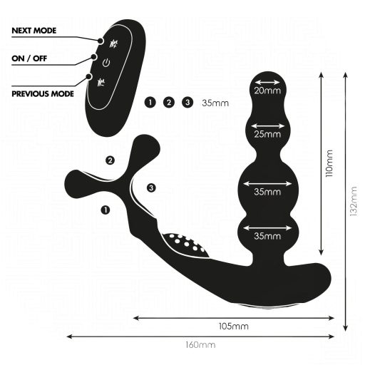 Addicted Toys - forgó fejes análvibrátor péniszgyűrűvel (fekete)