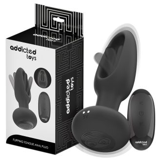 Addicted Toys - mozgó nyelves análvibrátor (fekete)