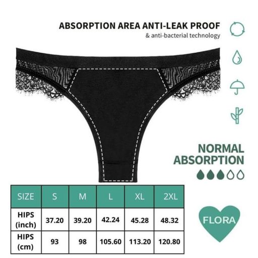 Adalet Flora Normal - menstruációs bugyi (fekete) - L-es méret