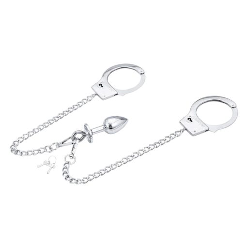 LateToBed BDSM - bilincsek anál pluggal (ezüst)