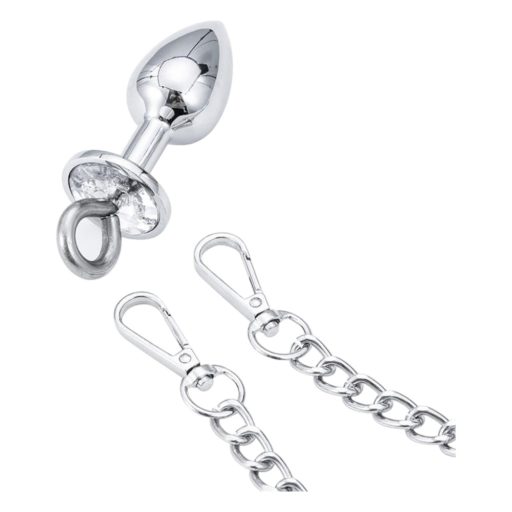 LateToBed BDSM - bilincsek anál pluggal (ezüst)