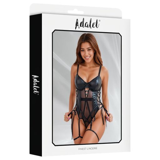 Adalet Tatiana - áttetsző fényes body nőknek (fekete)