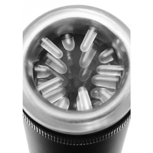 / Master-Bot - fel-le mozgó, puha tüskés száj maszturbátor (fekete)