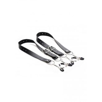 XR Brands - szeméremajak-széthúzó csipeszek (fekete)