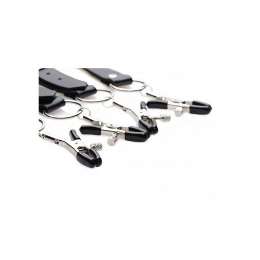 XR Brands - szeméremajak-széthúzó csipeszek (fekete)