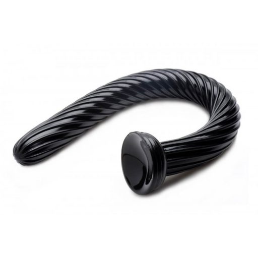 Hosed Spiral Anal Snake 19 - tapadókorongos anál dildó (fekete)