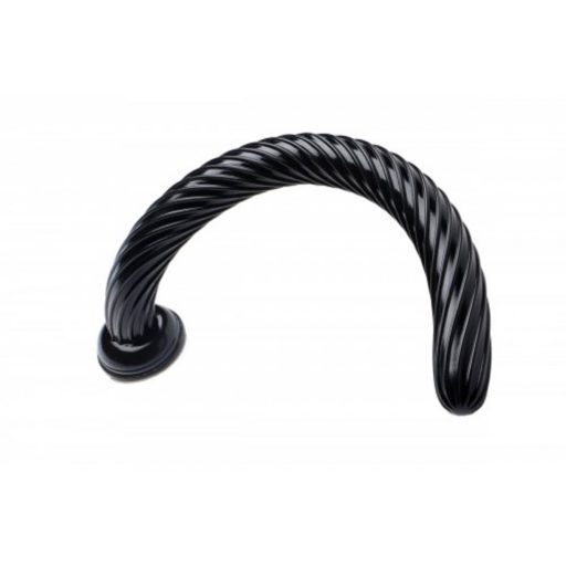 Hosed Spiral Anal Snake 19 - tapadókorongos anál dildó (fekete)