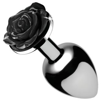   Booty Sparks Black Rose - alumínium anál plug (ezüst-fekete)