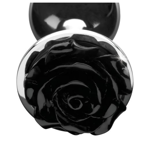 Booty Sparks Black Rose - alumínium anál plug (ezüst-fekete)