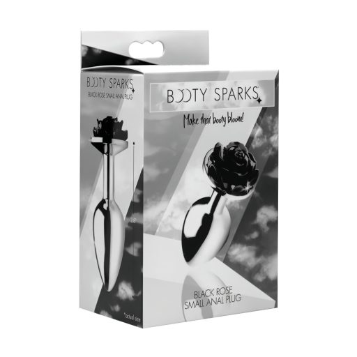 Booty Sparks Black Rose - alumínium anál plug (ezüst-fekete)