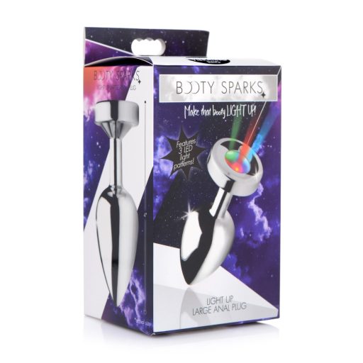 Booty Sparks - világító butt plug - nagy (ezüst)