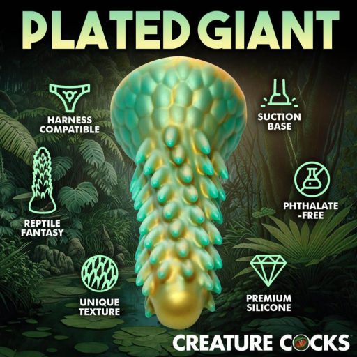 Creature Cocks Stegosaurus - szilikon dildó - 20 cm (zöld)