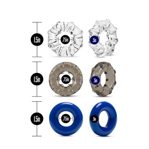 Stay Hard - változatos péniszgyűrű szett - 3db (színes)