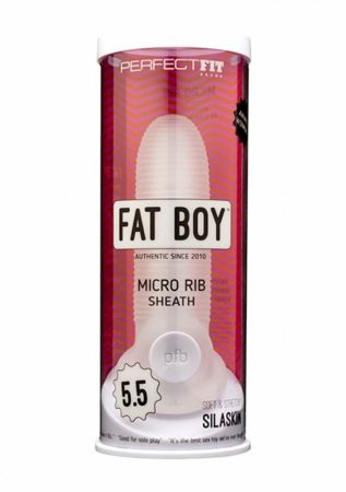 Fat Boy Micro Ribbed - péniszköpeny (15cm) - fehér