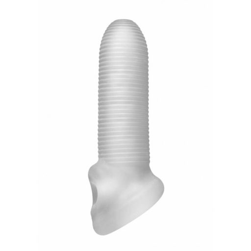 Fat Boy Micro Ribbed - péniszköpeny (15cm) - fehér