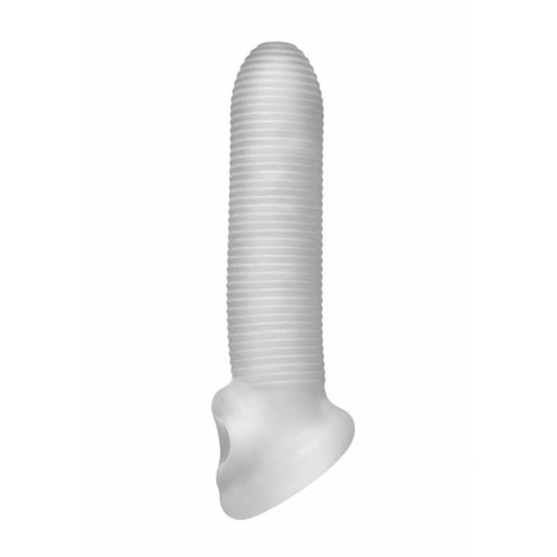 Fat Boy Micro Ribbed - péniszköpeny (17cm) - fehér