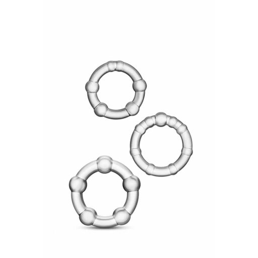 Stay Hard - változatos péniszgyűrű szett - 3db (átlátszó)