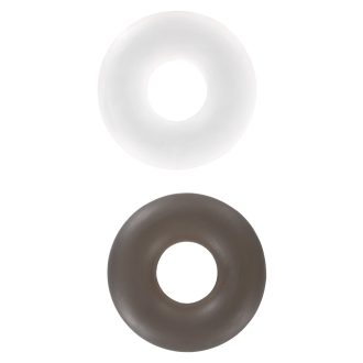   ToyJoy Stud 2db-os szilikon péniszgyűrű szett (Áttetsző fehér és fekete)